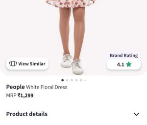 BRAND NEW People White Floral Dress Full Sleeves
