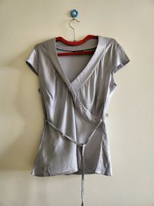 Satin V Neck Tie Top