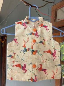Unused Cute Kids Deer Print Waistcoat