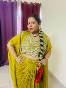 Mustard Yellow Dhoti Saree with Embellished Blouse
