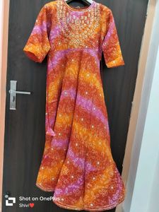 Bandhej Print Gawn Kurti