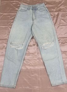 SHEIN High-Waisted Distressed Jeans