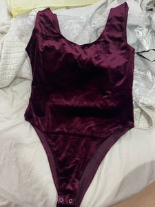 Burgundy Velvet Bodysuit (Forever 21)