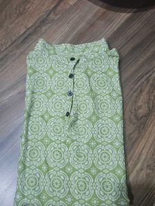 Green Printed Kurta Shirt For Men