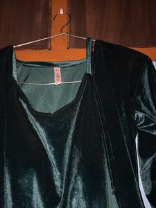 Elegant Green Velvet Dress
