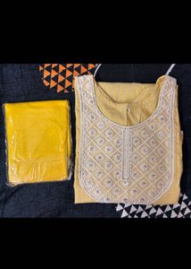 Yellow Embroidered Kurti