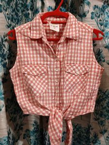 Retro Gingham Tie-Front Top