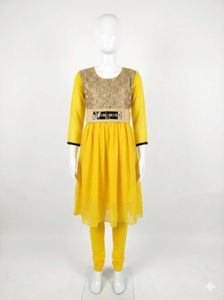 Yellow Girls' Kurta with Leggings