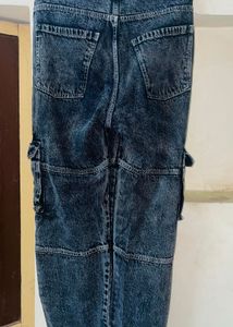 Denim 6-Pocket Cargo Charcoal Black Jeans