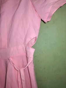 Pink Cutout Mini Dress With Adjustable Waist