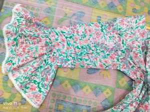 Full Stitched Floral Kurti With Bell Sleeves