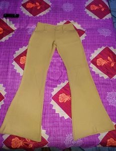 Khaki Flare Leg Trousers
