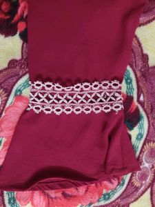 Maroon Top with Lace Sleeves