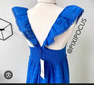 Blue Eyelet Maxi Dress