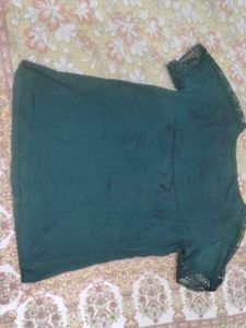 Green Crochet Sleeve Top