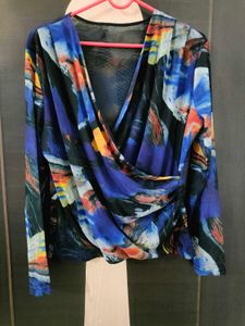 Super Stylish Marble Print Mesh Top