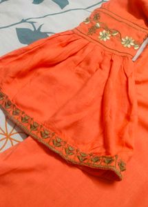 Floral Embroidered Orange 🧡 Kurta