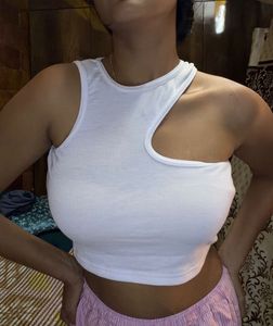 White Cut Out Crop Top