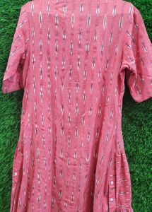 Pink Tiered Midi Shirt Dress