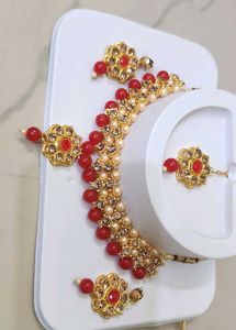 Elegant Red & Gold Jewelry Set