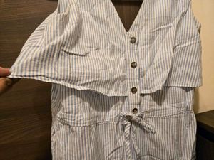 Zara Peplum Style Blue Stripe Jumpsuit