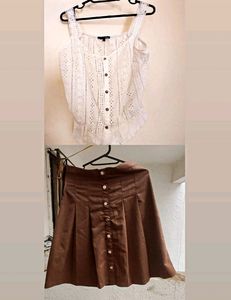 Buttoned Top & Skirt Set