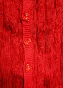Handmade Red Knit Vest Cute Bear Button