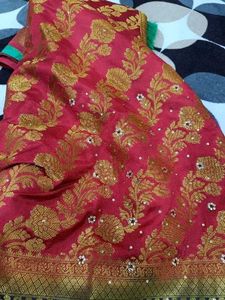 BALATON BROCADE SAREE ARA DESIGN STONE &amp; JHALAR |
