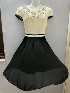 Korean Black Designer Flared One Piece