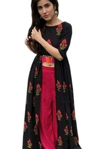 Printed Kurti Shrug With Palazoo Pant Set