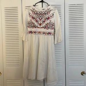 Embroidered White Dress