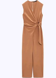 Zara Brown Belt Jumpsuit Classic Office