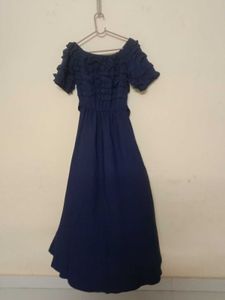 Navy Blue Off-Shoulder Maxi Dress