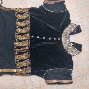 Black &amp; Gold Embellished Anarkali