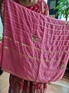 mauve-pink saree
