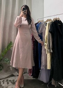 Elegant A-line nude dress...