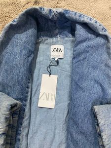 Longline tie front Denim Quilted Jacket