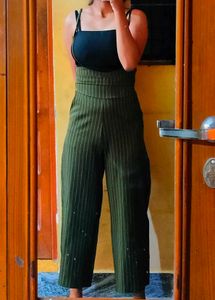 Shein Green Pinstripe Jumpsuit