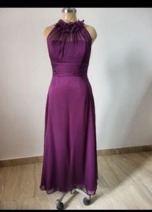 Purple Solid Full Length Dress