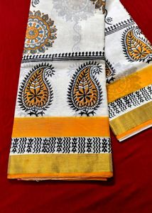 Kerala cotton Elegant Printed Saree