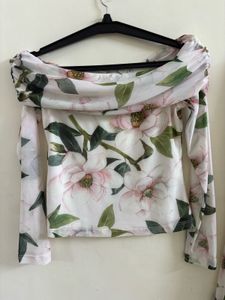 Floral Off-Shoulder Top &amp; Pleated Skirt Set