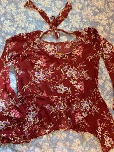 Y2k Floral Back Tie Up Top