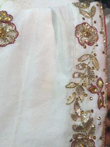 Gota Patti White Saree
