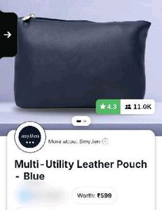 Smytten Multi-Utility Leather Pouch - Blue