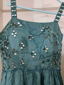 Elegant Teal Ethnic Maxi Dress with dupatta