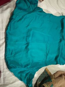 Teal &amp; Gold Embroidered Salwar Kameez