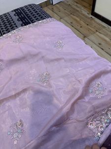 Soft Organza Baby Pink Saree With 2 Blouse