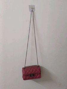 Quilted Cherry Mini Sling Bag with Chain Strap