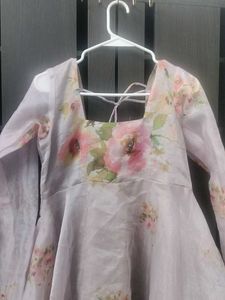 Pink Floral Dress Anarkali Kurti