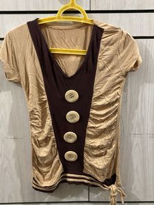 Vintage Style Brown Accent Top
